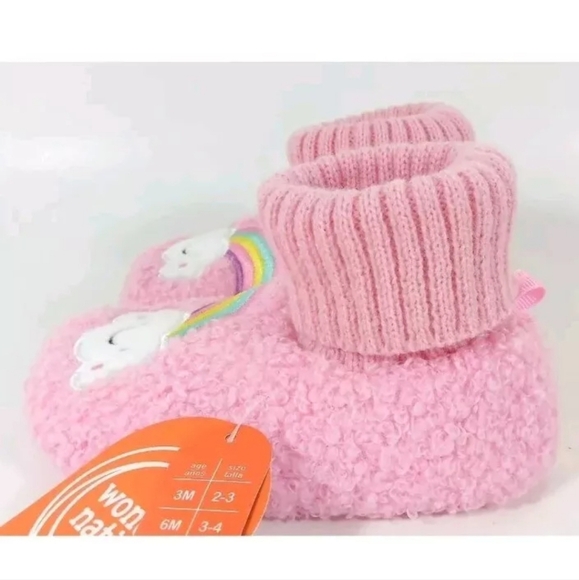 New Wonder Nation Baby Girls Rainbow Bootie Slippers, Sizes 5 - Picture 4 of 6